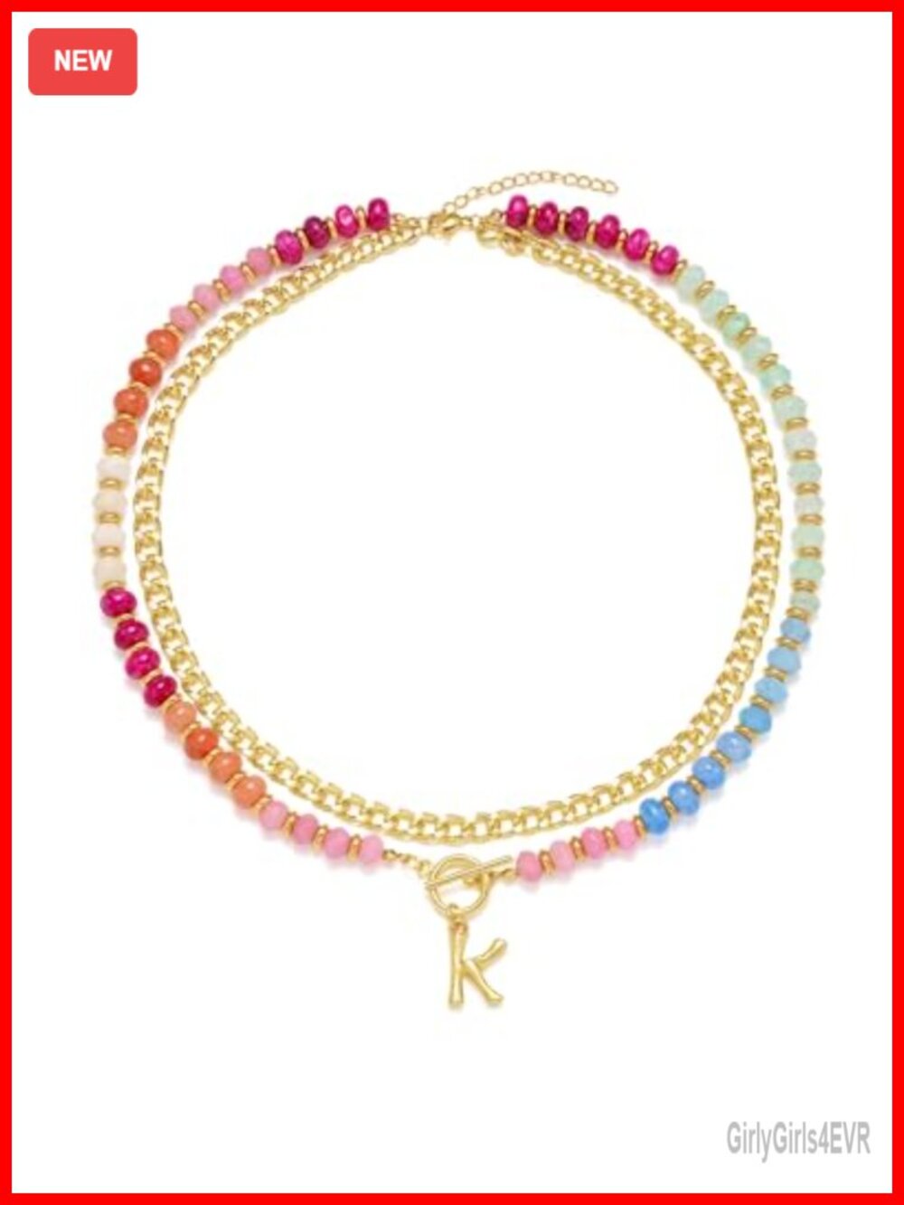 Layered Beaded Gold Plated Initial Choker Necklace Boho Summer
